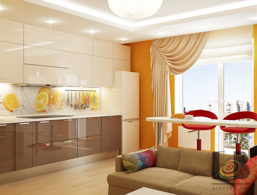 Cozy and bright studio apartments interior design