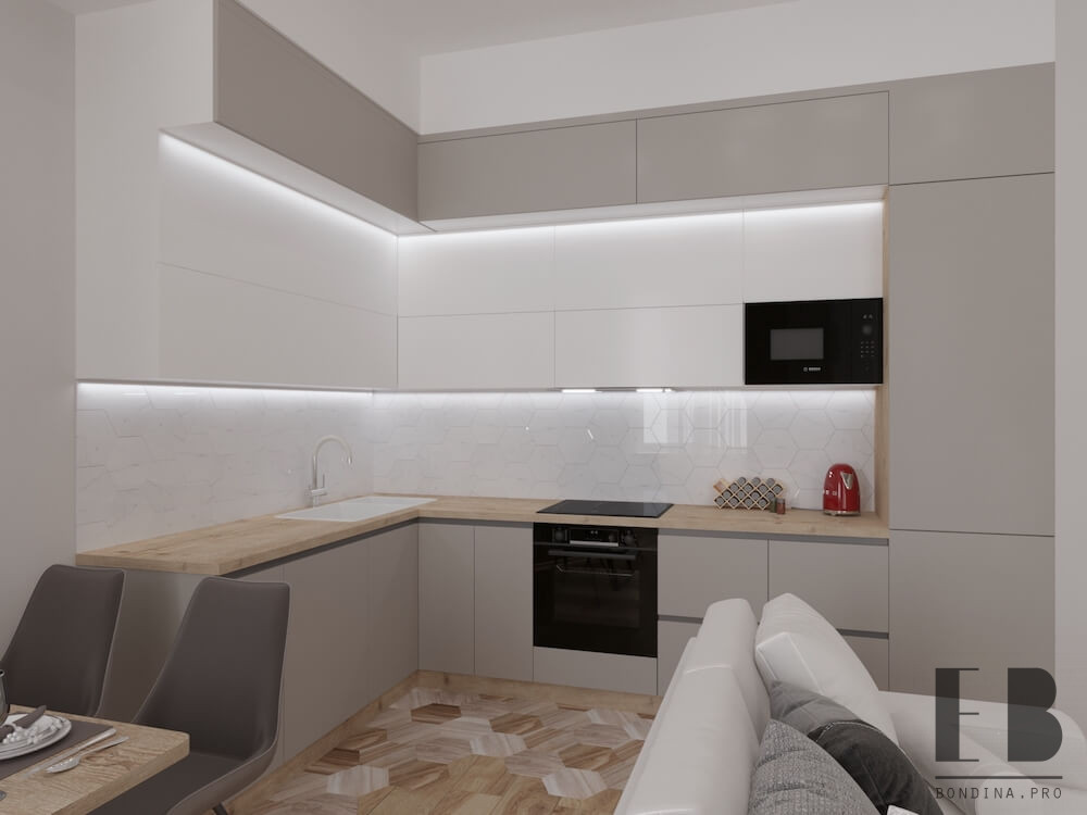 Apartment (bathroom, kitchen-living room) 6 Apartment (bathroom, kitchen-living room) - Interior Design Ideas