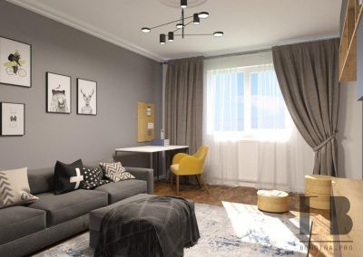 Grey and white apartment interior design