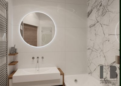 Интерьер ванной комнаты с мраморной плиткой