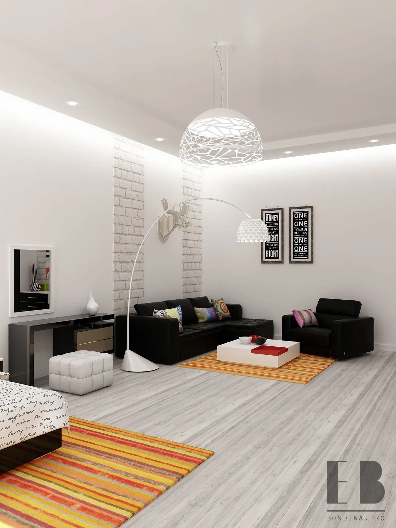 Living room Beddroom Combo design