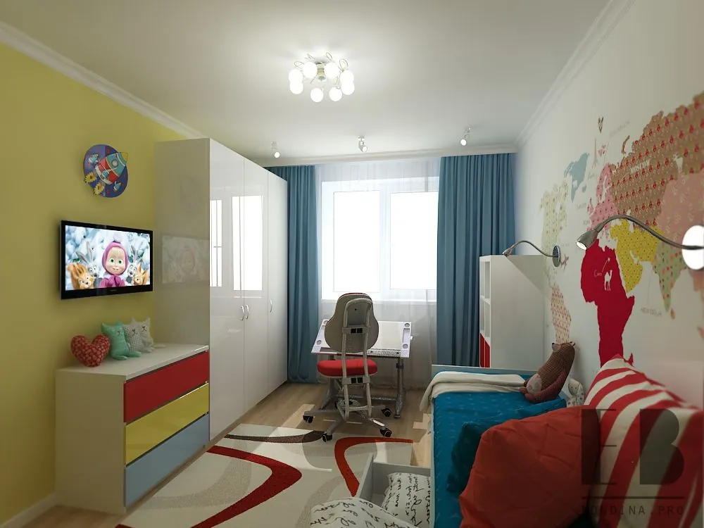 Детская комната с большим шкафом дизайн интерьера
