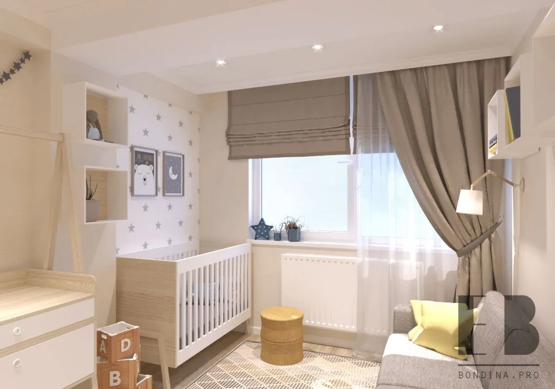 Светлая комната для новорожденного дизайн