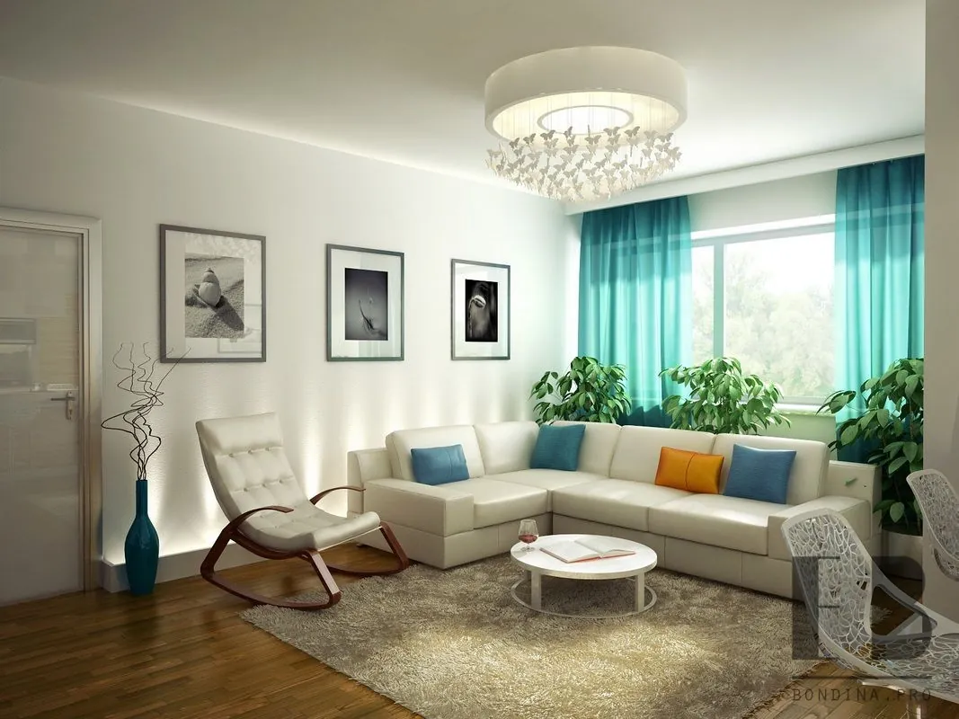 White and Tender Living room interior design