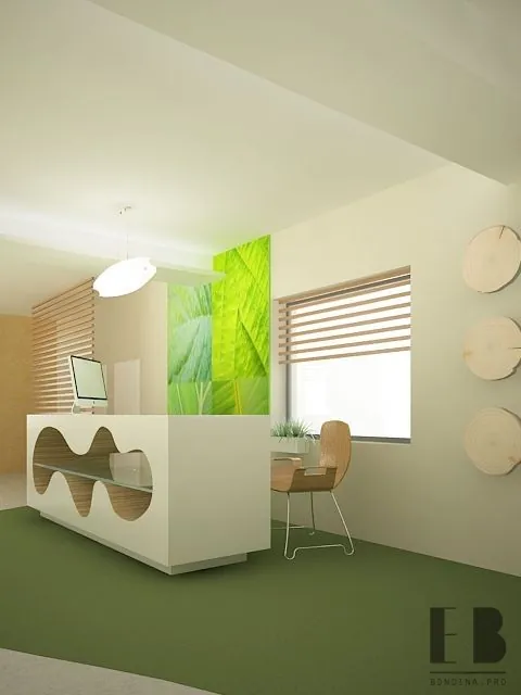Ресепшн офиса в эко стиле дизайн
