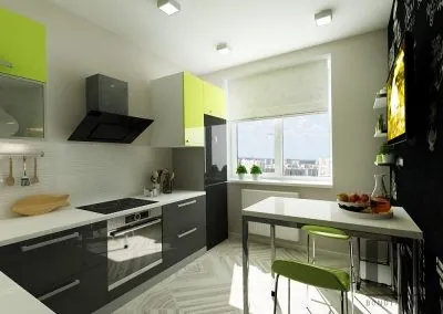 Refreshing green & gray kitchen