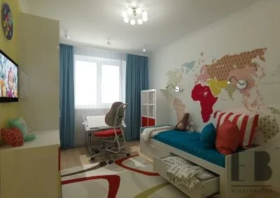 Яркий дизайн интерьера детской комнаты