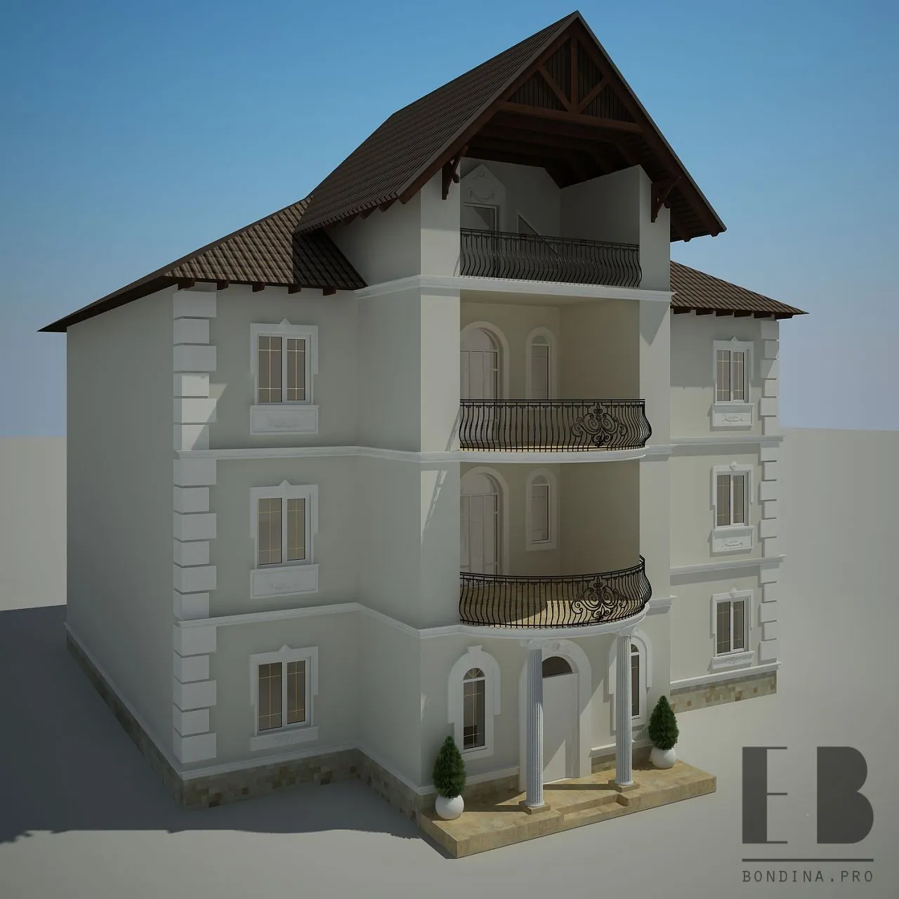 Reconstruction of the facade of a three-story house