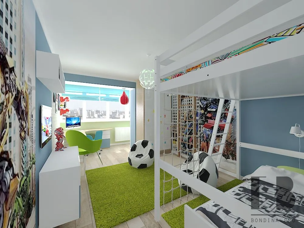 Transformers Themed Bedroom with football armchairs 