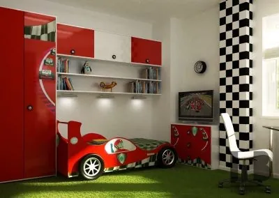 Дизайн комнаты для мальчика с машинами