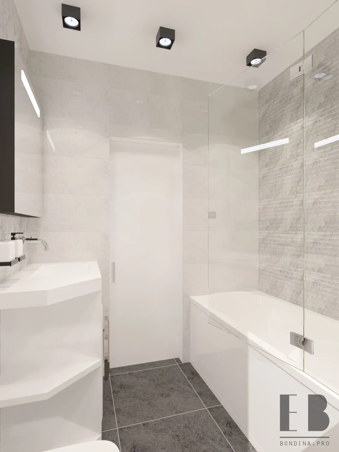 Light gray small bathroom design