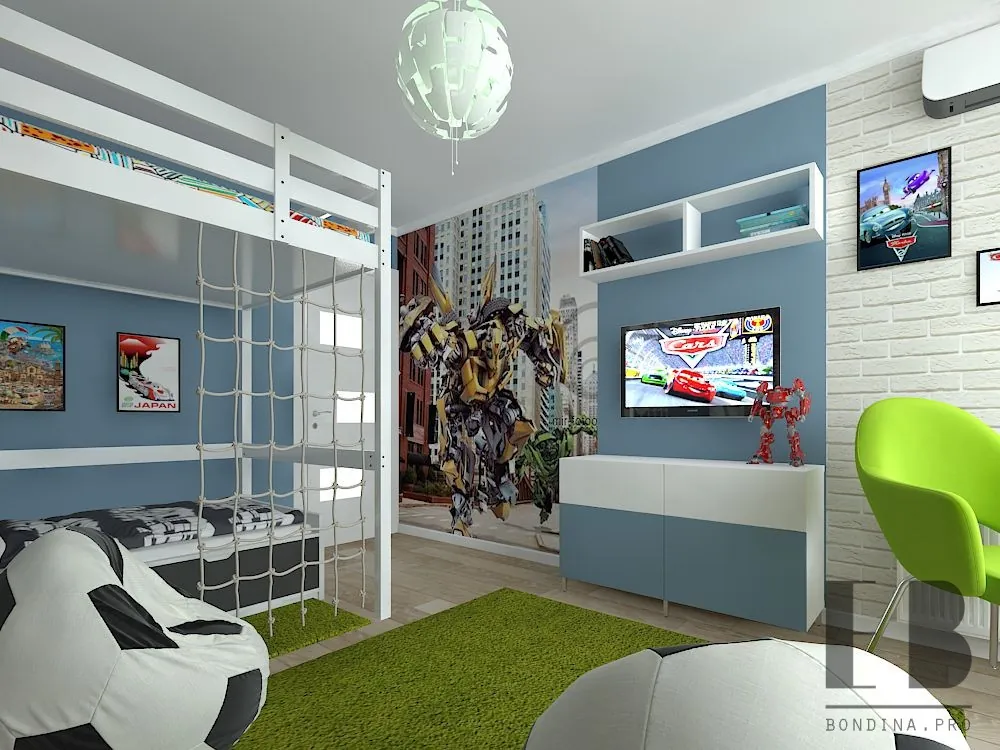 Football themed bedroom for 2 boys