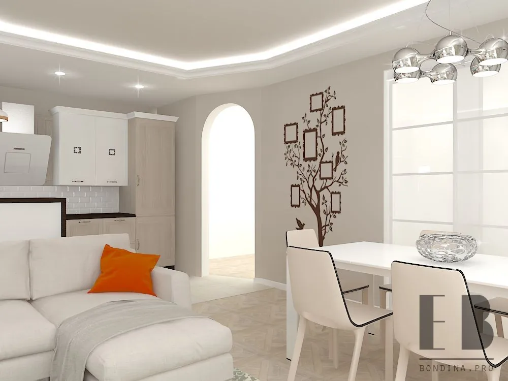 Elegant Studio Apartment in white and beige color