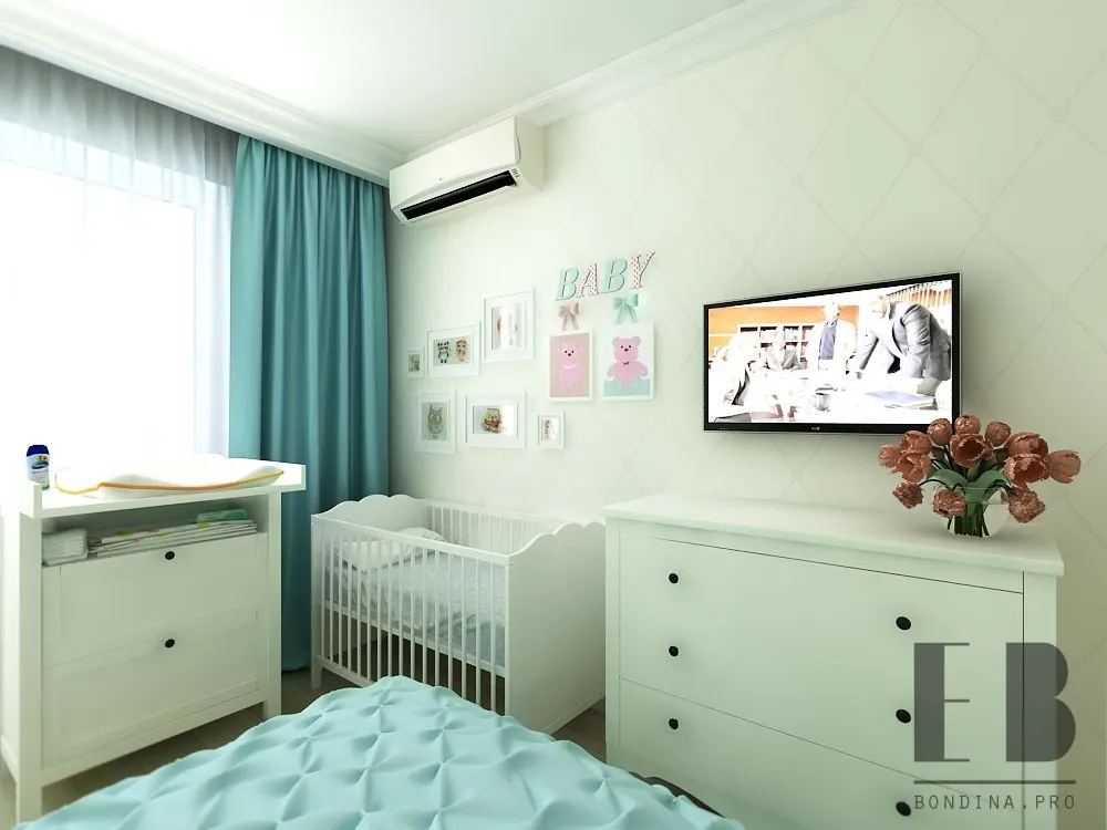 Room for baby and parents interior design