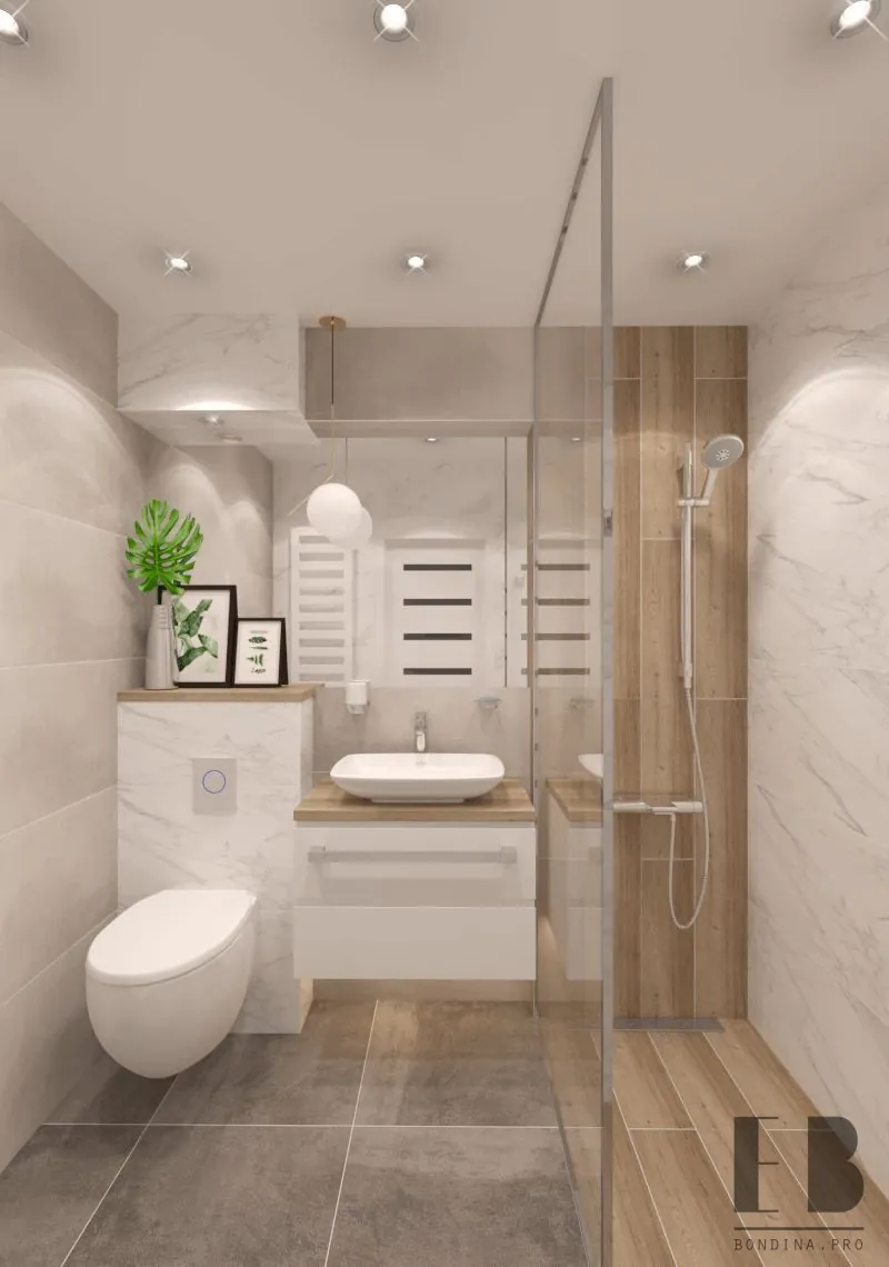 Стильная ванная комната в светлых тонах дизайн