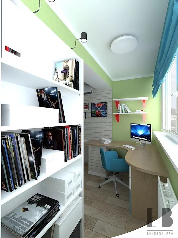Working place with desk and shelves for children