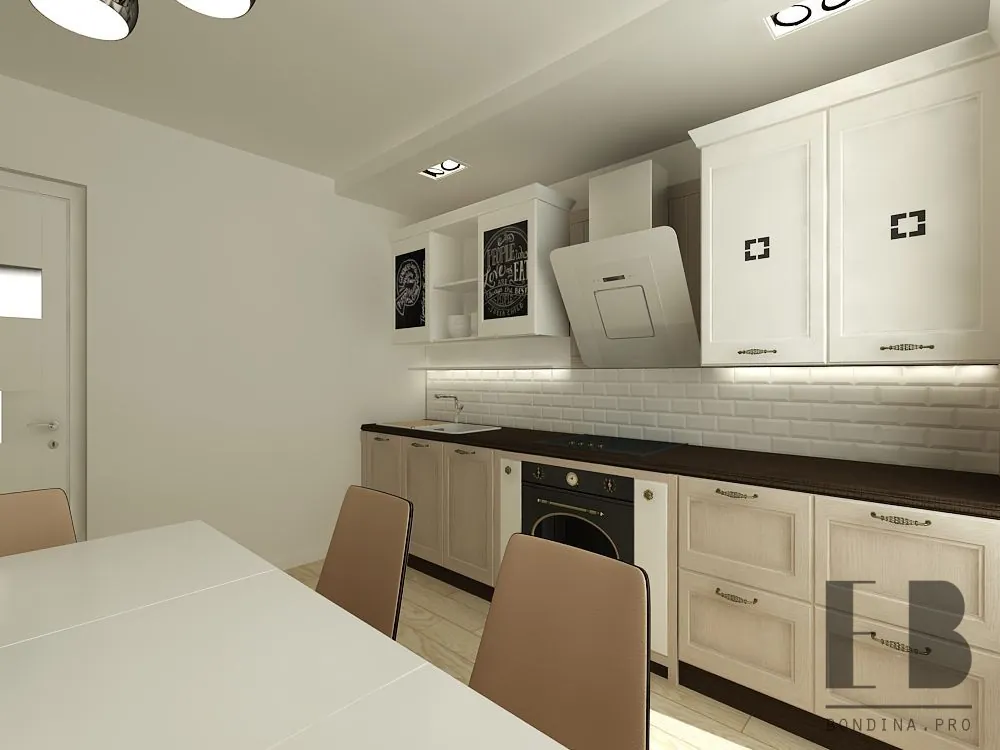 Two toned kitchen cabinets - white and beige