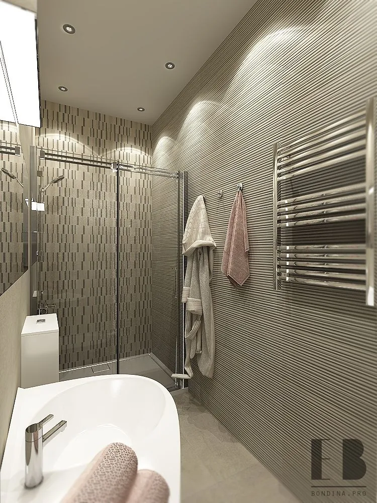 Sand Colored Bathroom Interior Design with Glass Shower