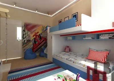 Современный интерьер спальни для двух мальчиков