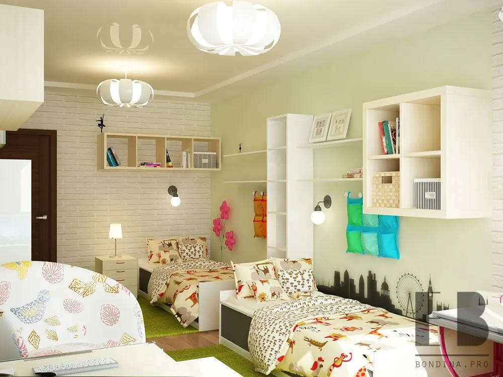 Cheerful and comfortable design of a children's room