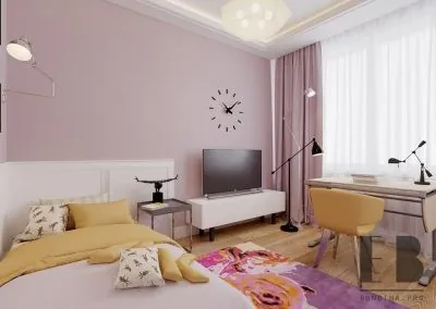 Purple bedroom design for teenage girls