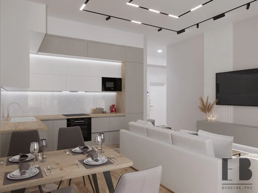 Apartment (bathroom, kitchen-living room) 8 Apartment (bathroom, kitchen-living room) - Interior Design Ideas