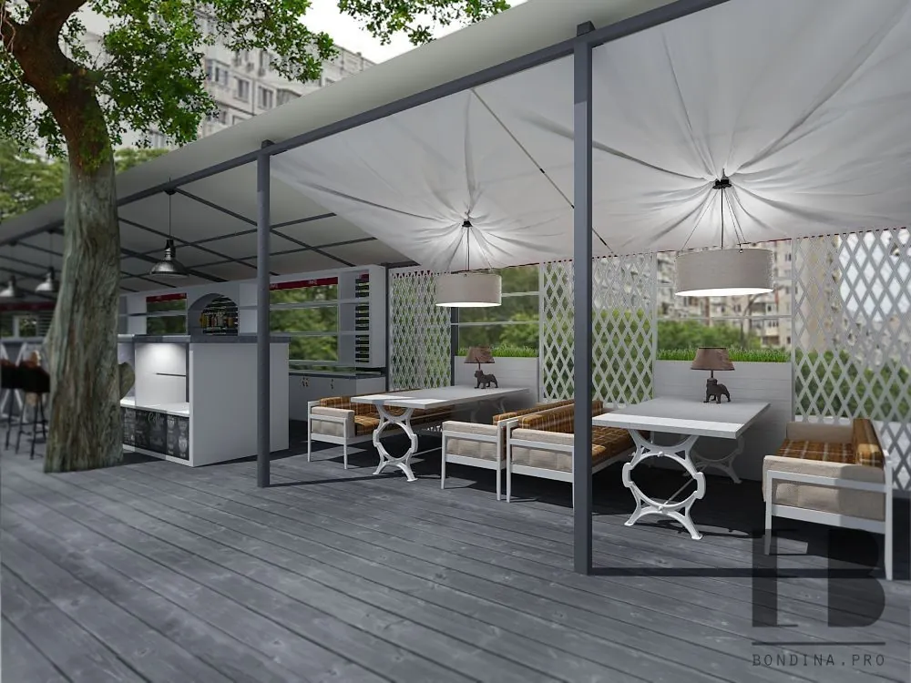 Design of a terrace for guest space