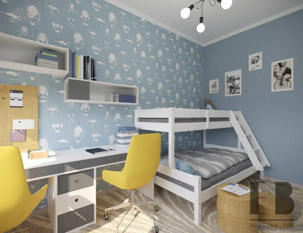 Blue bedroom for two boys
