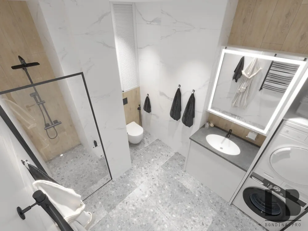 Apartment (bathroom, kitchen-living room) 3 Apartment (bathroom, kitchen-living room) - Interior Design Ideas