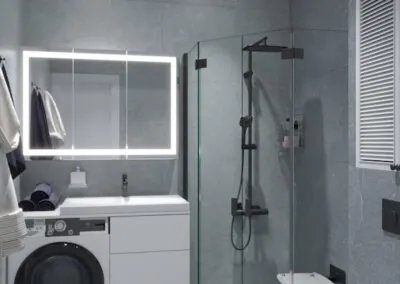 Modern Grey Bathroom with Elegant Glass Features