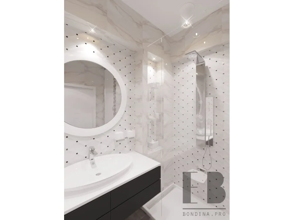Delicate white bathroom design